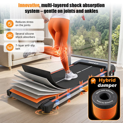 Treadmill domestico KeHot con APP Bluetooth, macchina da corsa pieghevole 1-12 Km/h, compatibile con EQISport/Zwift/Kinomap, display LED, inclinazione regolabile, capacità 125 kg, tapis roulant compatto per cardio.