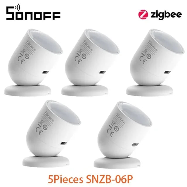 SONOFF SNZB 06P Zigbee Sensore di presenza umana Rilevatore di SNZB-06P Rilevamento della luce di movimento Automazione domestica intelligente Funziona con Alexa Google