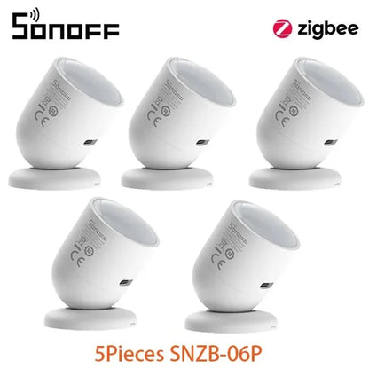 SONOFF SNZB 06P Zigbee Sensore di presenza umana Rilevatore di SNZB-06P Rilevamento della luce di movimento Automazione domestica intelligente Funziona con Alexa Google