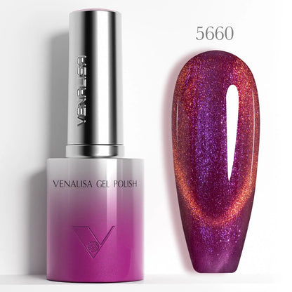 Venalisa 10ml Smalto Gel Effetto Occhio di Gatto Ultra Senza HEMA e TPO, Soak Off UV LED Lunga Durata, Brillante e Scintillante