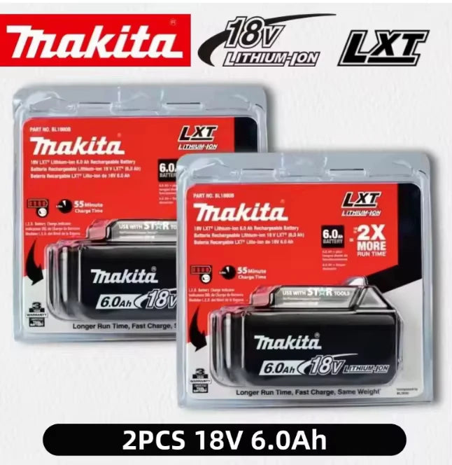 Batteria per utensili Makita 18V 100% originale, 6.0Ah, potenza stabile, per utensili elettrici della serie Makita 18V LXT, sostituisce la batteria originale.