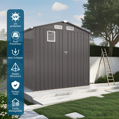 kb-2026 Nuovo Arrivo Capanno da Giardino in Metallo 6x4 FT di Qualità Premium, Casetta Attrezzi da Esterno con Kit di Fondamenta #