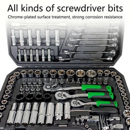 Set di 150/46 pezzi per la riparazione meccanica di auto, multifunzionale con set di chiavi a bussola, chiavi e cricchetti, kit per riparazione auto, set di attrezzi meccanici.