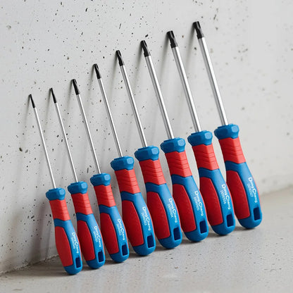 Set di Cacciaviti Torx T8 T10 T15 T20 T25 T27 T30 T40 in Cromo Vanadio con Punta Magnetica Antiruggine, Manico in TPR, Alta Coppia, Utensile a Stella