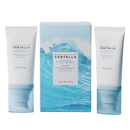 SKIN1004 Madagascar Centella Hyalu‑Cica Water‑Fit Sun Serum Set 2x50 ml | Crema solare coreana SPF50+ in formato siero, idratante e lenitiva per pelli sensibili senza residui untuosi