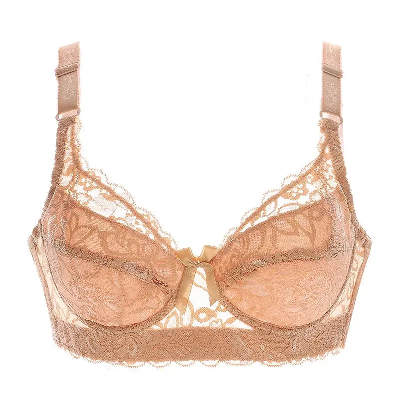 Reggiseno sottile a copertura totale, senza ferretto, regolabile, in pizzo, per taglie forti, copri seno, coppe B C D, reggiseno in pizzo taglie grandi 2028