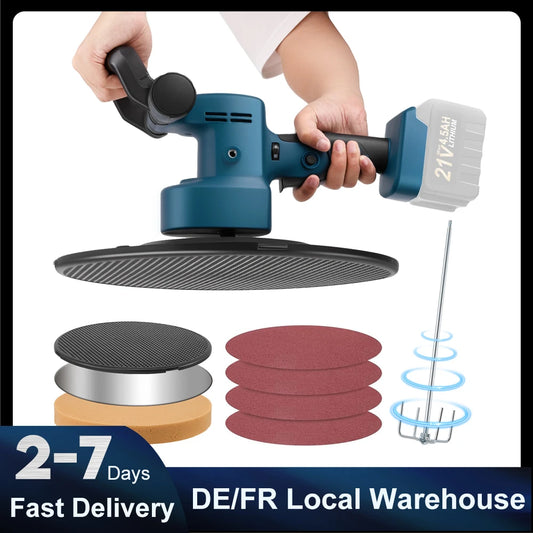 Lucidatrice e Miscelatrice per Calcestruzzo Senza Fili 2 in 1, 80-600 RPM, 6 Velocità, Spatola Elettrica per Intonaco, Compatibile con Batteria Makita 18V per Lucidatura Pareti, Finitura Stucco, Miscelazione Malta