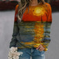 Autunno Paesaggio 3D Stampa Felpe Maniche Raglan da Donna Eleganti Felpe Casual Y2k Pullover Harajuku Magliette E Camicette Abbigliamento Femminile