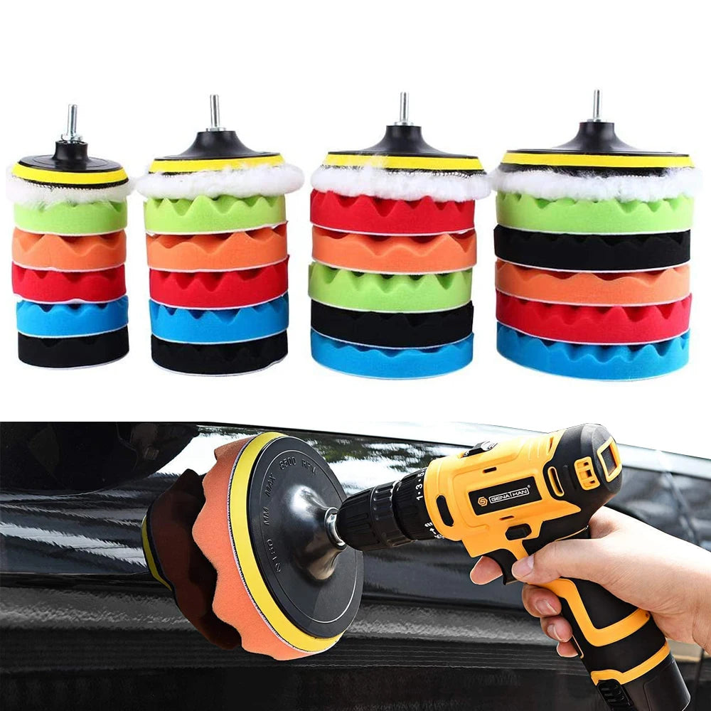 Kit lucidatura auto 8 pezzi: dischi lucidanti da 3/5/7 pollici, spugne per ceratura e lucidatura auto, accessori per lucidatrice auto