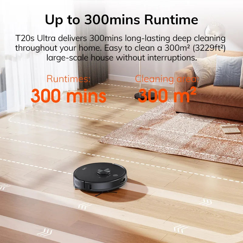 Robot Aspirapolvere ILIFE T20s Ultra con Stazione di Svuotamento Automatico, Aspirazione 10000Pa, Batteria 4600mAh, Autonomia Massima 300 Minuti