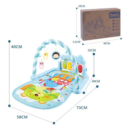 Giochi da palestra per neonati 3 in 1 con pianoforte, tappetino per attività e fitness, giocattoli sospesi, suono musicale, tappetino morbido per gattonare, per neonati e bambini 0-36 mesi