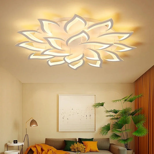 Plafoniera moderna a LED Lampadario di design floreale Dimmerabile Illuminazione domestica Cucina Soggiorno Camera da letto Lampada da soffitto lustro