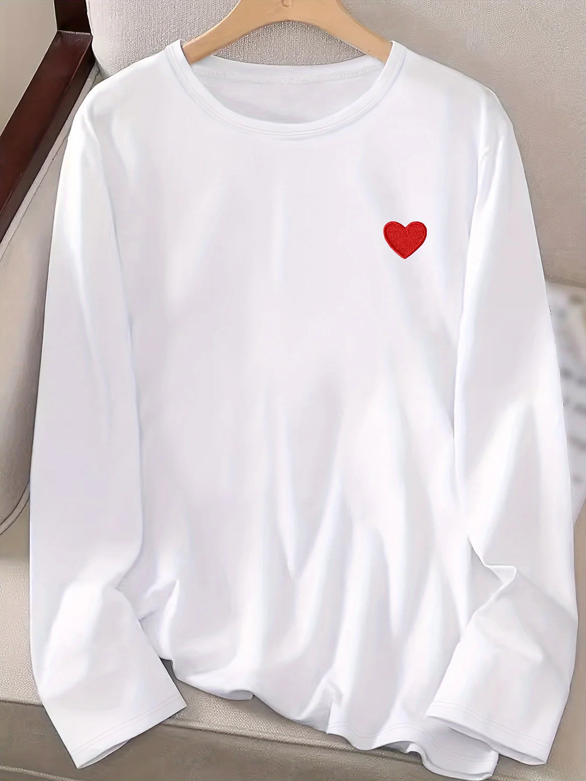 T-shirt da donna in 100% cotone, ideale per l'autunno e l'inverno, in bianco e nero, stile street, comoda, a maniche lunghe, con stampa, abbigliamento casual da donna.