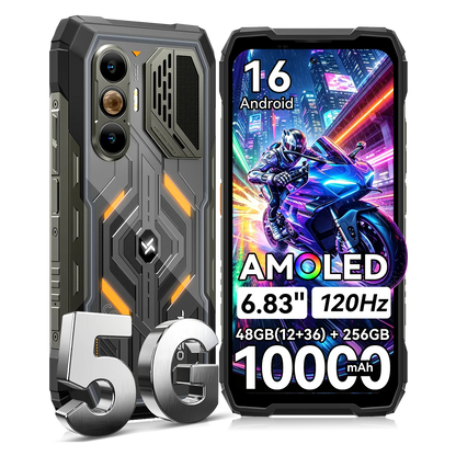 Blackview OSCAIL PILOT 8 Smartphone Robusto Progettato per le Estreme Condizioni, Qualcomm QCM6690 Octa-core, 48GB (12+36) RAM+256 ROM 5G WiFi7 BT6.0, 6.83" 120Hz, 10000mAh 55W, IP68 IP69K MIL-STD-810H, Fotocamera a Visione N