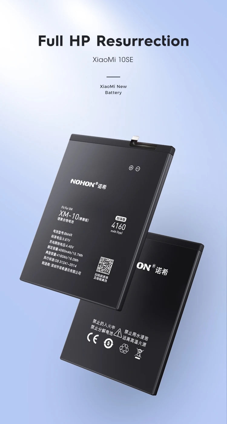 NOHON Batteria Per Xiaomi Mi 10 9 8 11T Pro 10T 11 Lite 12 12S 12X 13 6 5 MAX MIX 4 3 2 2S BM4R BM53 BM55 BM58 BM59 BP42 Batteria