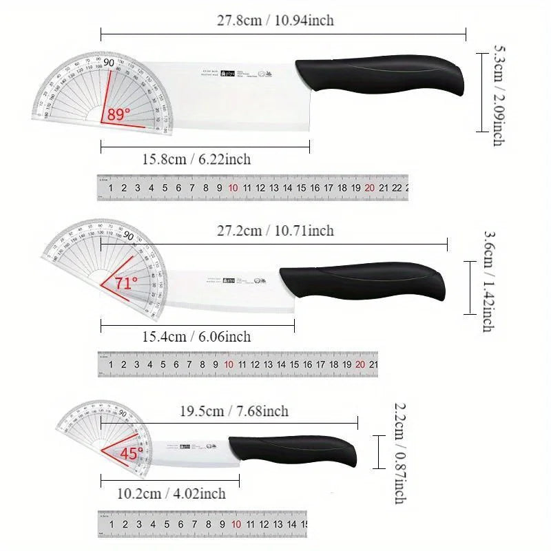 Set di coltelli in ceramica da 3 pezzi, coltelli da chef ultra affilati con fodere protettive, lama antiaderente per cucinare, affettare, utensili da cucina