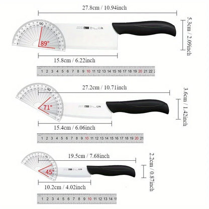 Set di coltelli in ceramica da 3 pezzi, coltelli da chef ultra affilati con fodere protettive, lama antiaderente per cucinare, affettare, utensili da cucina