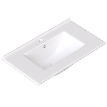 Mobile bagno moderno 76x86x46,5 cm con lavabo in ceramica integrato, mobiletto a cassetti autoportante con ampio spazio contenitivo, dotato di chiusura ammortizzata silenziosa e protezione dal troppo pieno del lavabo, elegant