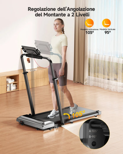 Toputure TP6 Walking Pad 12% Incline Treadmill 6 In 1 Walking Running 2.5HP Foldable Under Desk Treadmill With Adjustable Height Armrest LED Display Indoor Home Gym Exercise Office Treadmill 40dB Low noise Treadmill