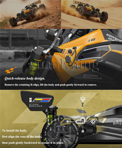 Storm Raider 1/10 Buggy RC da Corsa Fuoristrada 4WD Brushless, Auto Radiocomandata 2.4GHz, Modellino Giocattolo per Adulti e Bambini