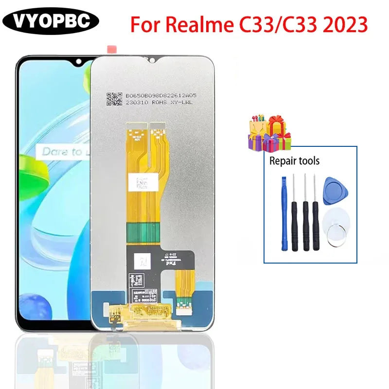 Display LCD da 6,5' per OPPO Realme C33 2023, digitalizzatore touchscreen completo con telaio di ricambio, parti di ricambio RMX3624 RMX3627