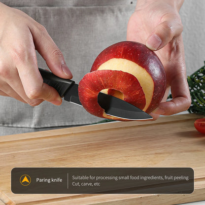 Set di coltelli da cucina, compresi mannaia, coltello da chef e coltello da frutta, con ceppo portacoltelli, adatto per sbucciare carne e verdure
