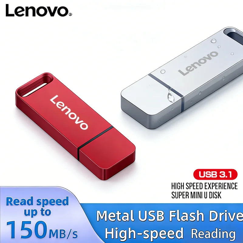 Chiavetta USB Lenovo Mini ad alta velocità, in metallo, resistente e portatile, con capacità di archiviazione di 2 TB/1 TB/512 GB/256 GB/128 GB, ideale per PC, laptop e sistemi audio per auto.