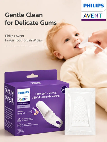 Salviette per la pulizia orale del bambino Avent, 30 pezzi per confezione, con texture 3D a perla, senza agenti fluorescenti, per la pulizia della lingua del neonato.