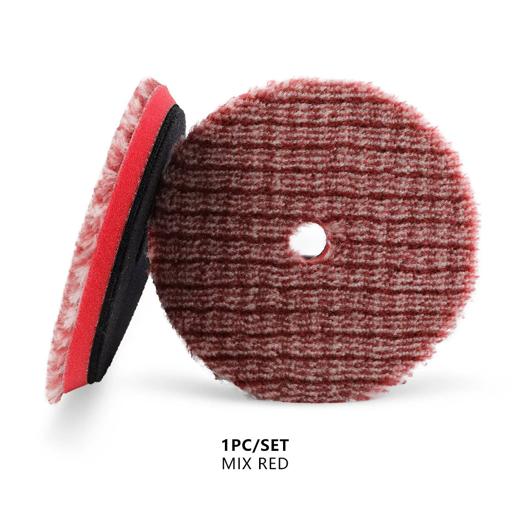 SPTA 1Pc 3 "80mm 5" 125mm 6 "150mm T140 Taglio Pesante Mix Rosso Arancione Lana Lucidatura Auto Vernice Lucidatura Pad Per DA/RO Buffer Lucidatore