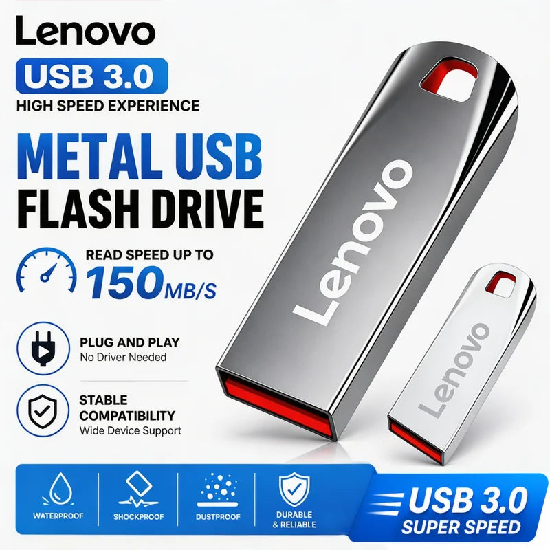 Lenovo, unità SSD portatile ad alta velocità, chiavetta USB da 1 TB, 512 GB, 256 GB, memoria USB da 128 GB, 64 GB, unità flash USB per smartphone, laptop e PC.