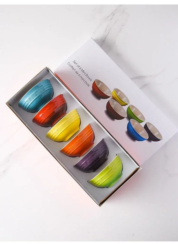Set di ciotole per dessert colorate Le Creuset, stoviglie in ceramica, ciotola per riso, ciotola per zuppa, set regalo in confezione regalo, forma rotonda di lusso, per uso adulto