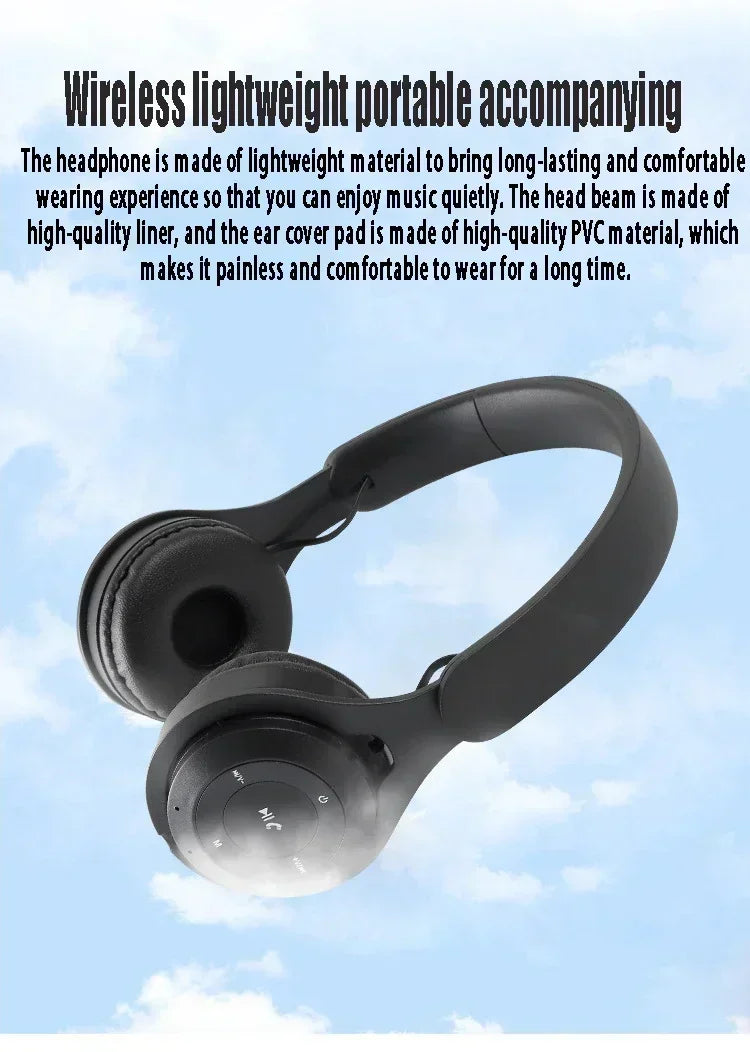 Cuffie Bluetooth Hi-Fi Wireless Over-Ear con Microfono e Riduzione del Rumore, Comode per Viaggi e Uso Domestico
