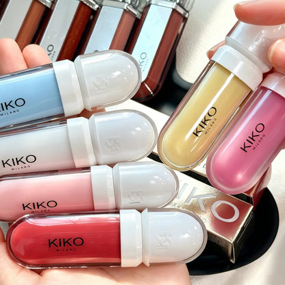 Rossetto KIKO Double Touch, gloss labbra 3D Hydra, resistente all'acqua, non trasferibile, tinta labbra non appiccicosa, effetto vetro, volumizzante, idratante, trucco per labbra