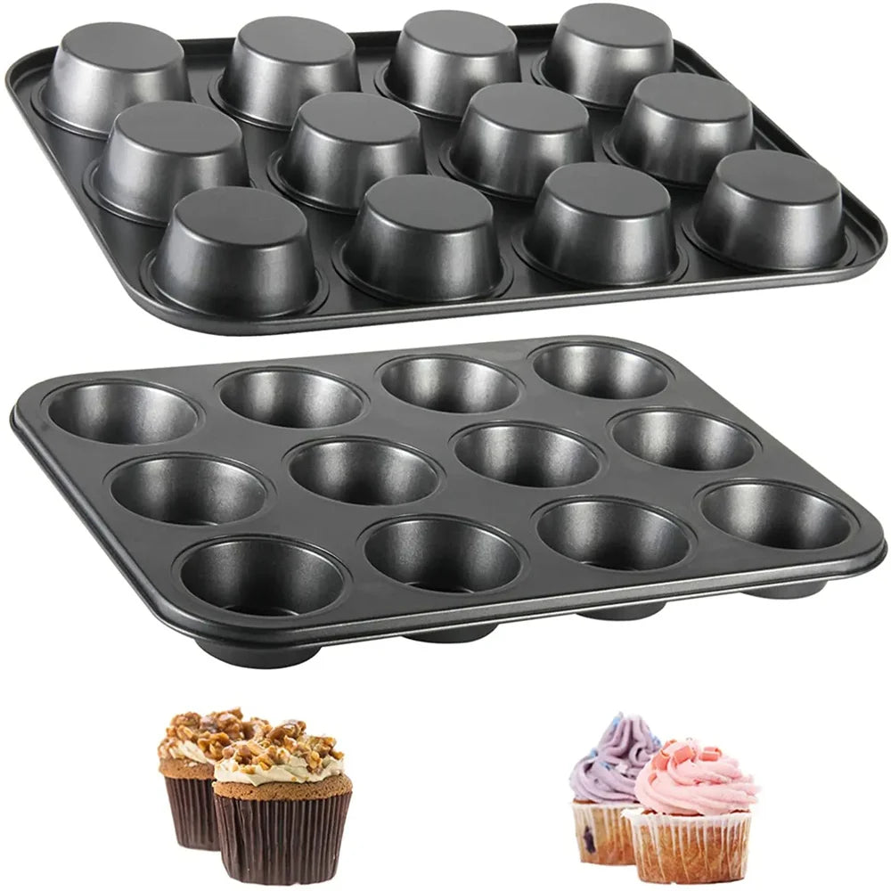 6/12 tazze Quadrato Cupcake Pan Vassoio per muffin Stampo per cupcake Muffin Pan Teglia in acciaio al carbonio Teglia antiaderente Bakeware per forno da cucina