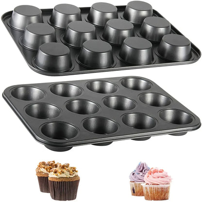 6/12 tazze Quadrato Cupcake Pan Vassoio per muffin Stampo per cupcake Muffin Pan Teglia in acciaio al carbonio Teglia antiaderente Bakeware per forno da cucina