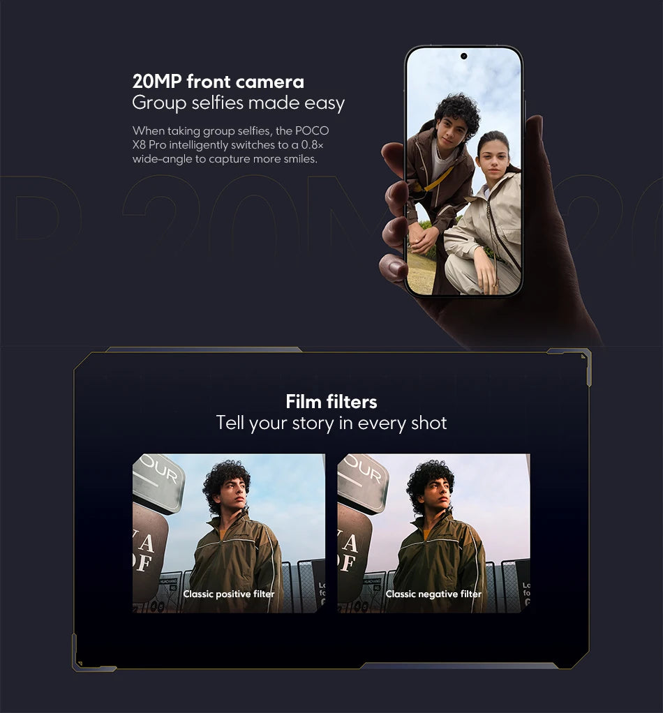 POCO X8 Pro, versione globale, batteria super da 6500 mAh, display AMOLED da 6,59" a 120 Hz, fotocamera da 50 MP, NFC, processore Dimensity 8500-Ultra, smartphone Android 16.