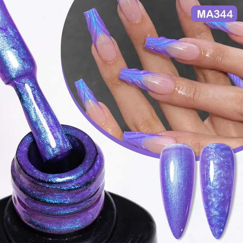 MEET ACROSS 7ml Gelatina Nuda Shimmer Base in gomma Gel Glitter Rosa Viola UV/LED Nail Art Vernis Gel Smalto per manicure Unghie FAI DA TE