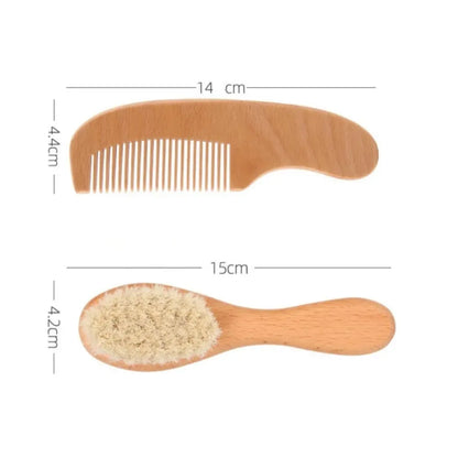 Set di 2 pettini e spazzole per la cura del bambino, set regalo con pettine e spazzola in legno di faggio TG183