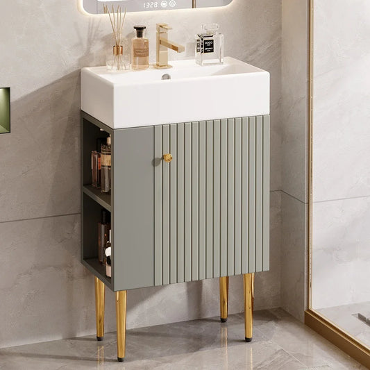 Mobiletto da bagno per piccoli ospiti grigio chiaro, 55 cm, mobili da bagno moderni, lavabo con lavandino