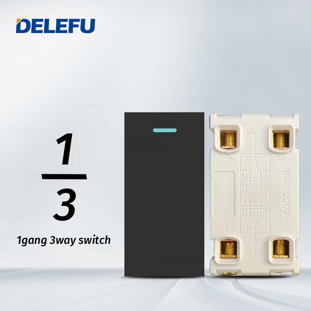 DELEFU Presa Italiana Fai-da-te con USB Tipo C, Interruttore Campanello, 45A 20A, per Tende, Telefono, CAT5, TV, HDMI, SAT, Nera