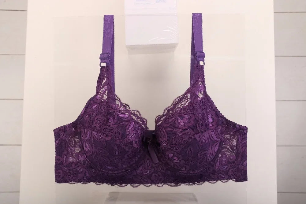 Reggiseno sottile a copertura totale, senza ferretto, regolabile, in pizzo, per taglie forti, copri seno, coppe B C D, reggiseno in pizzo taglie grandi 2028