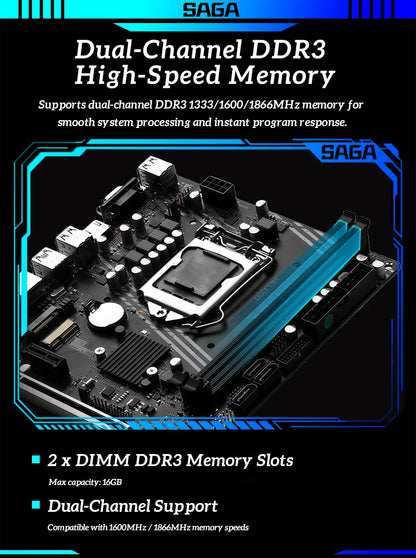 Scheda Madre SOYO H311M DDR3 per Gaming con CPU I3 6100, Memoria RAM 16G (8G*2), LGA1151, TPM2.0, Combo PC Desktop per Ufficio, PCIE3.0X16 VGA