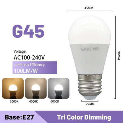 Lampadina intelligente regolabile a 3 temperature di colore CCT AC100-240V 3W 9W Lampadina LED GU10 MR16 E27 Luce spot Temperatura colore per l'illuminazione domestica