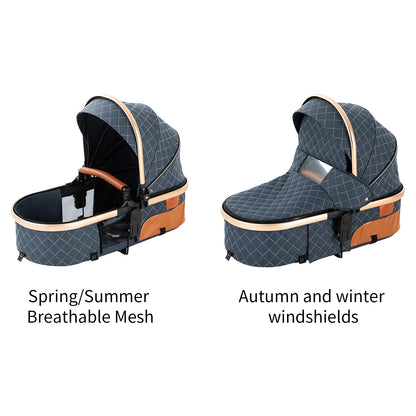 Passeggino Magic ZC 3 in 1, Sistema da Viaggio Compatto e Pieghevole con Navicella, Seggiolino Auto per Neonati e Seduta Reversibile, Carrozzina High Landscape, Ruote Ammortizzate, Manubrio Regolabile, Chiusura con Una Mano,