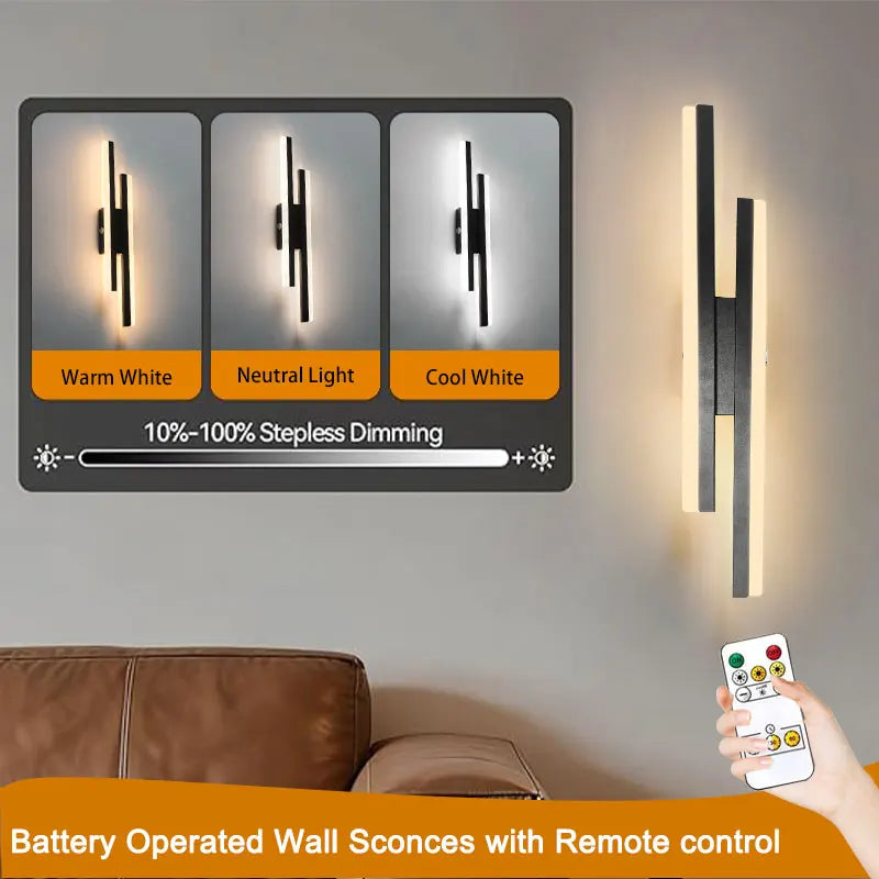 Lampade da Parete a Batteria da 5200mAh, Senza Fili, Ricaricabili, LED per Quadri, Interruttore Touch, Dimmerabili, 3CCT, USB, Telecomando