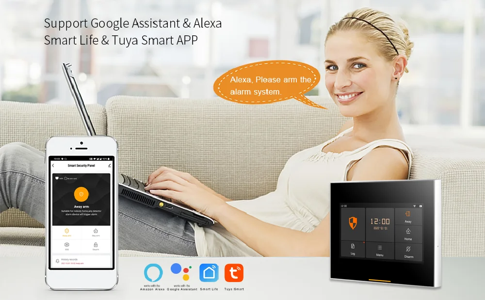 Staniot WiFi versione Tuya kit di sistemi di allarme di sicurezza domestica Wireless WiFi intelligenti compatibili con Alexa e G