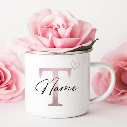 Tazza personalizzata Iniziale a cuore con nome Tazza da caffè Tè personalizzato Tazze di cioccolata calda Sposa Damigella d'onore Regali per la festa della mamma per lei