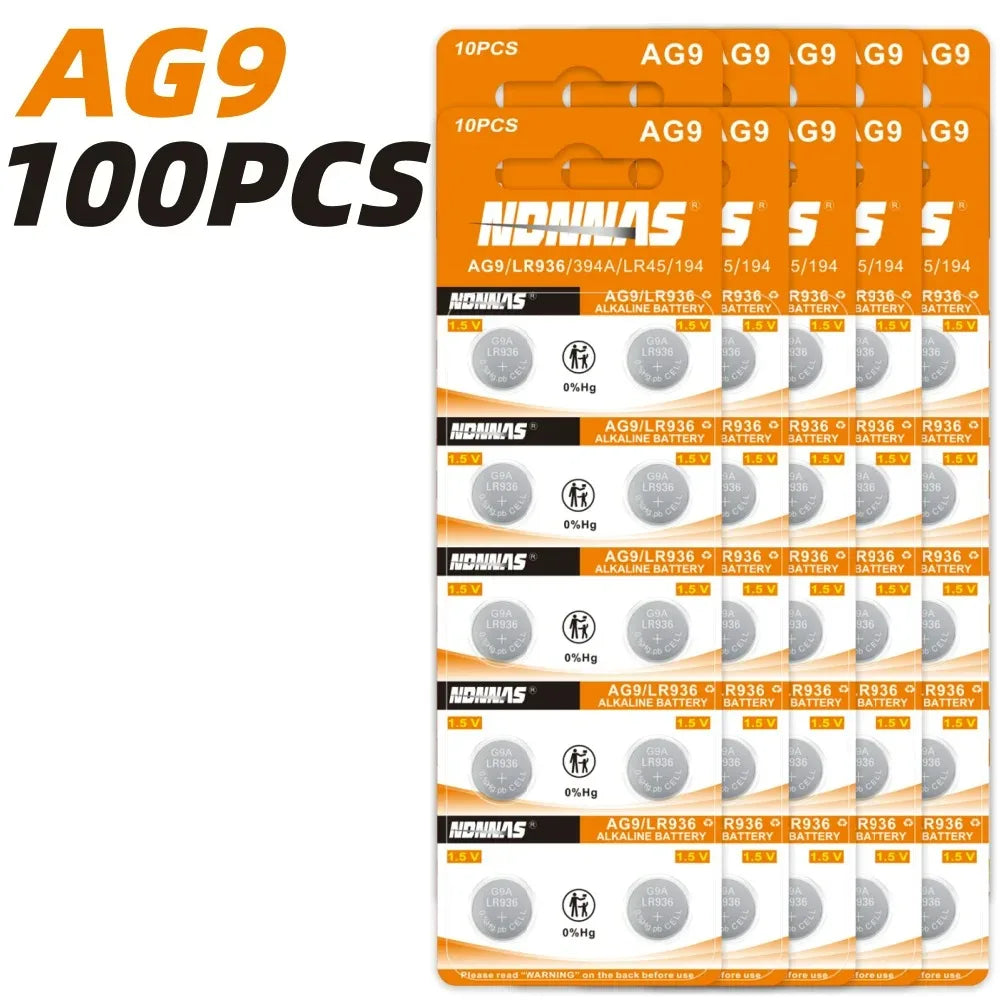 10PCS-100PCS 1.55V AG9 LR936 394 SR936SW LR45 Batterie a bottone G9A 194 394A SR936 L936F Orologio a moneta cellulare Giocattoli Batteria a distanza