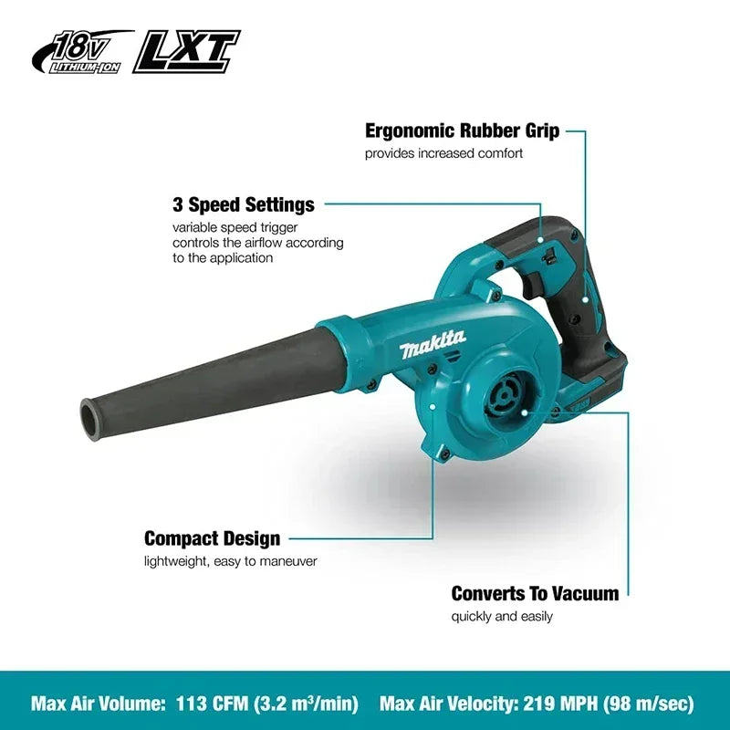 Batteria Makita 18V, per soffiatore a batteria portatile DUB185Z, 18V, ad alta potenza, per soffiare polvere e foglie secche, strumento elettrico per la pulizia.