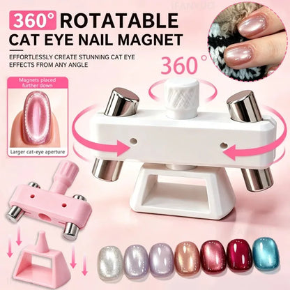 New Rotatable Glass Bead Cat-Eye Nail Art Magnet Gyroscope 3D Strong Magnet No Skills Cat Eye Effect Nail Art Tool for Beginners